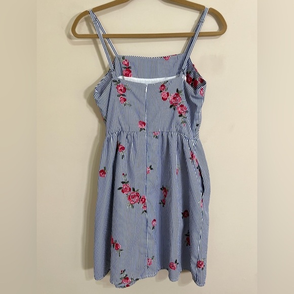 EVERLY Floral Spaghetti Strap Striped Mini Sundress M Coquette Girl Cottagecore - Picture 3 of 14